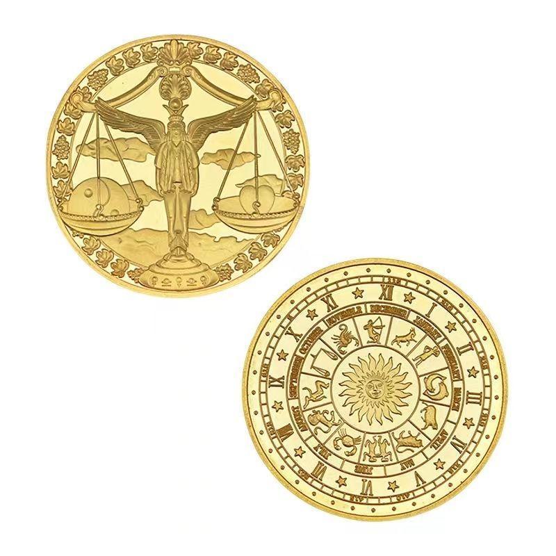 Set of 12 Zodiac Coins, Zodiac Commemorative Coins, Leo Sun God Lucky Coins, Birthday Gifts