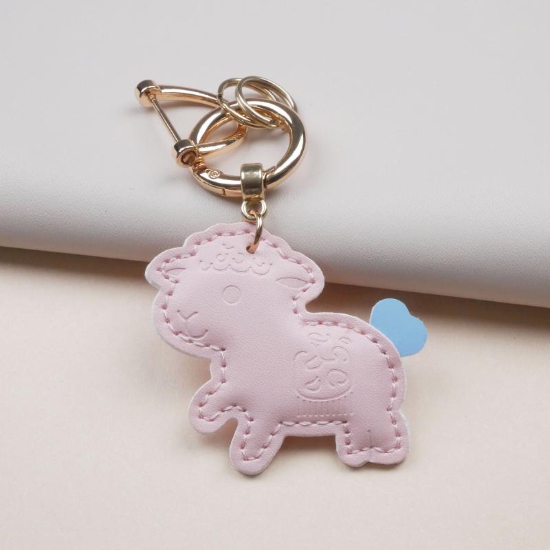 Piele PU 2027 Anul Oii Formă Pandantiv Adorabil Design Colorat Coadă de Inimă Pentru Decor Geantă Accesorii Chei Cadou