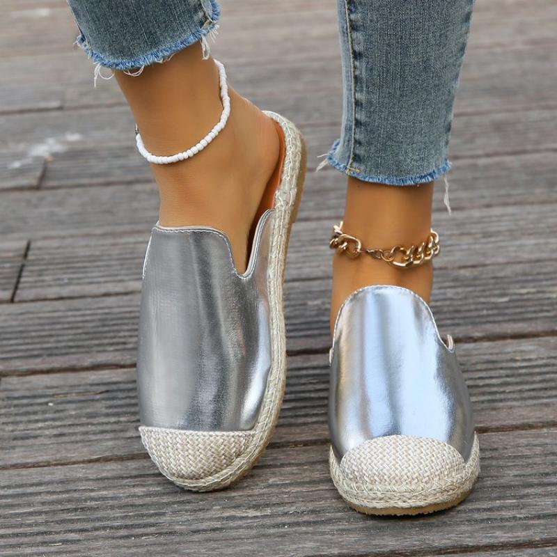 2024 Hard Bottom Slippers For Women Women'S Summer Fashion Baotou Leather Cloth Slippers Outdoor Womens Slides Slippers Zapatos