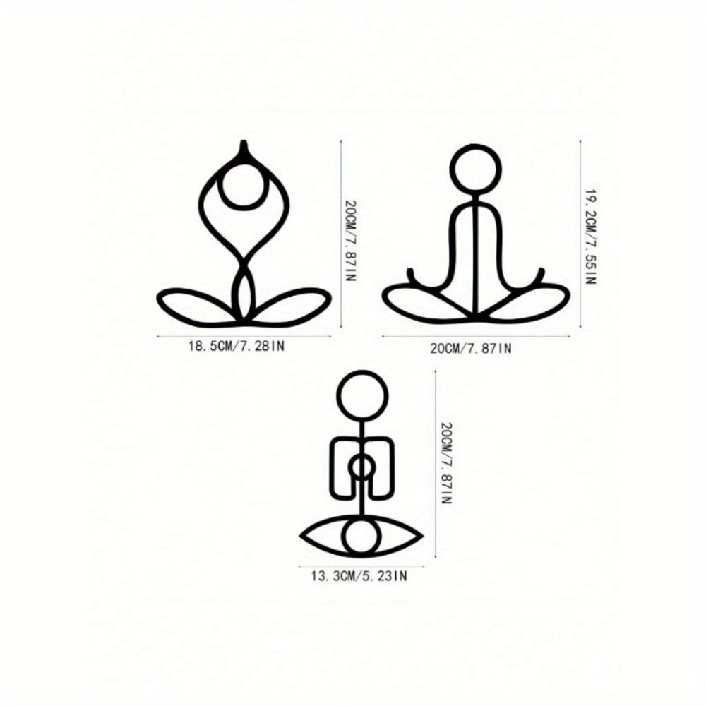 

3 шт./набор изысканных металлических настенных картин с изображением фитнес-поз: Элегантный декор гостиной, украшенный традиционными узорами в технике мазков кисти. Фронтоны стен TY6969 чёрный