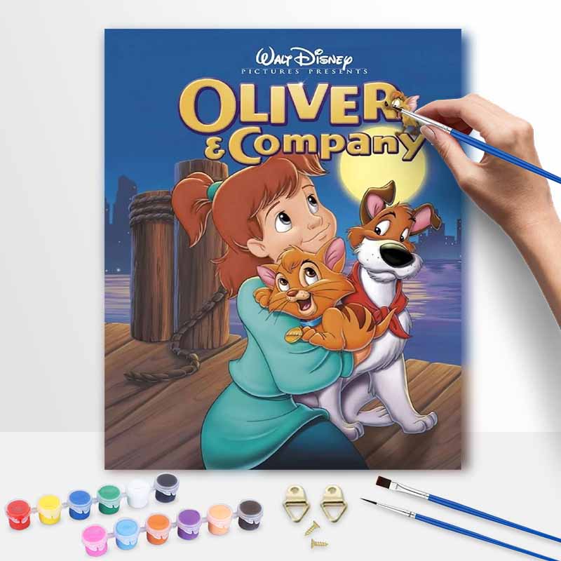 Disney Oliver and Company oil painting handmade diy wall art gifts home decorations 20x30cm