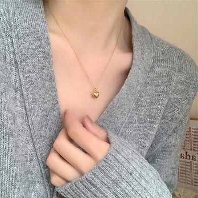 Simple Heart Shape Necklace Korea   Sweater Chain Accessory Jewelry Gifts
