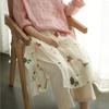 Johnature Women Vintage Print Straight Pants Elastic Waist Loose Patchwork Trousers Summer High Quality Pants