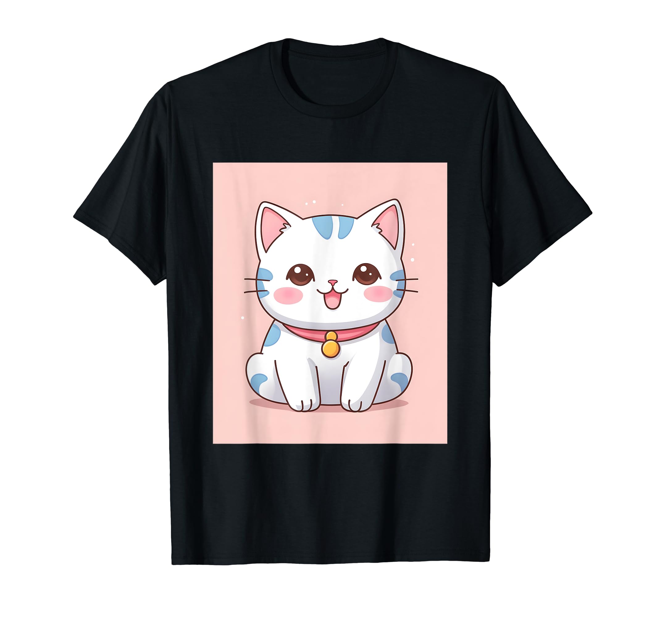 

вещи печатные Kawaii, кот, милый, просо, японский, футболка чёрный