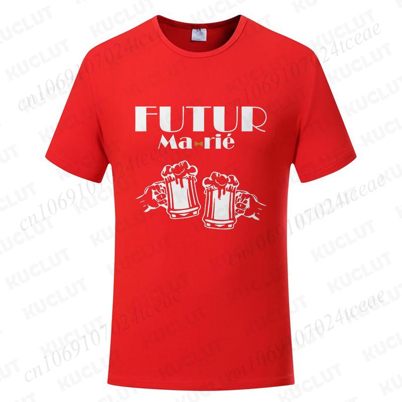 French Beer Graphic Wedding Tops Evg Team Future Groom Man Short Sleeve Tees Boyfriend Single Farewell Bachelor Party Tshirt