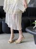 Sandals Spring Square Toe Thin Heel High Heel Elegant French Style Fashion SexyBeautifulOne-Strap Flower Open Toe Women's