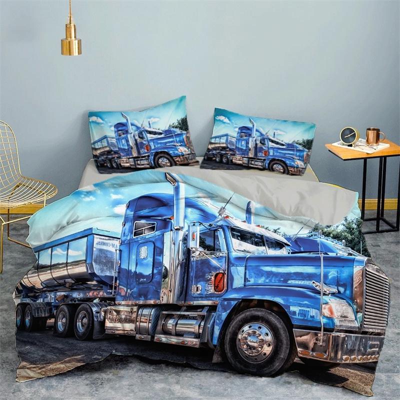 3D Car King Queen Duvet Cover Vintage Lightweight Train Bedding Set for Teens Adult Racing Supercar 2/3pcs Polyester Quilt Cover
