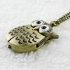 Retro Owl Shape Pendant Analog Pocket Watch Chain Necklace Unisex Jewelry Gift