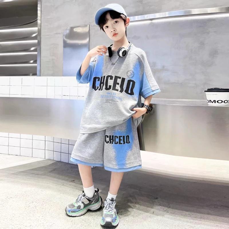 Summer Boys Suit Children Short-Sleeved T-Shirt Boys Top Shorts Korean Version Clothing