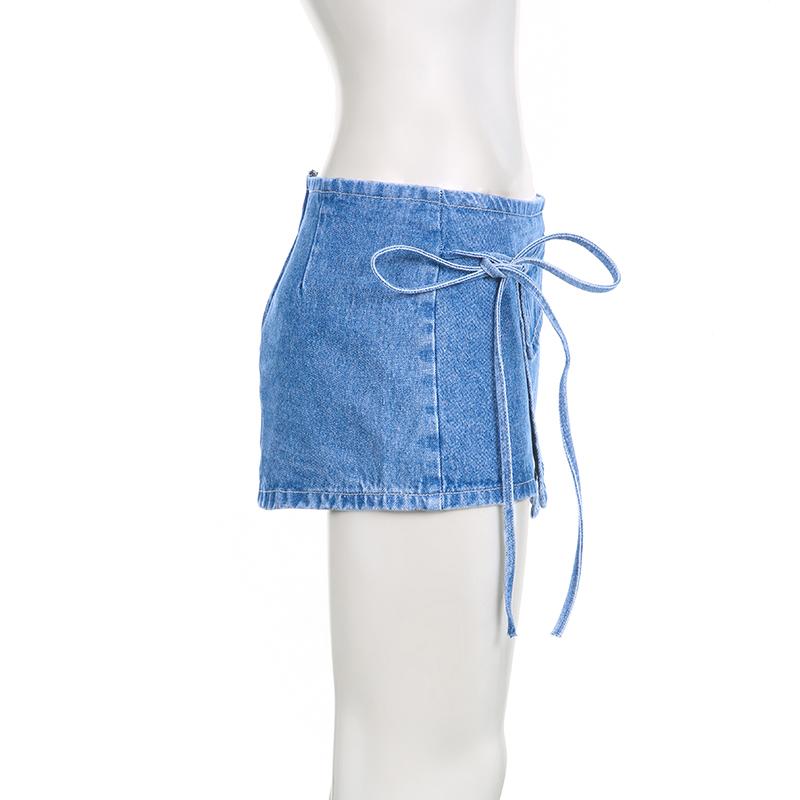 Jupe En Jean Taille Haute Pour Femme - Style Y2K, Asymétrique, Boutonnée, Décontractée, Tendance