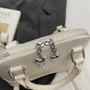 Glossy PU Handbag Women Fashion Mini Shoulder Bag Classic Oval Shape Crossbody Tote Bag