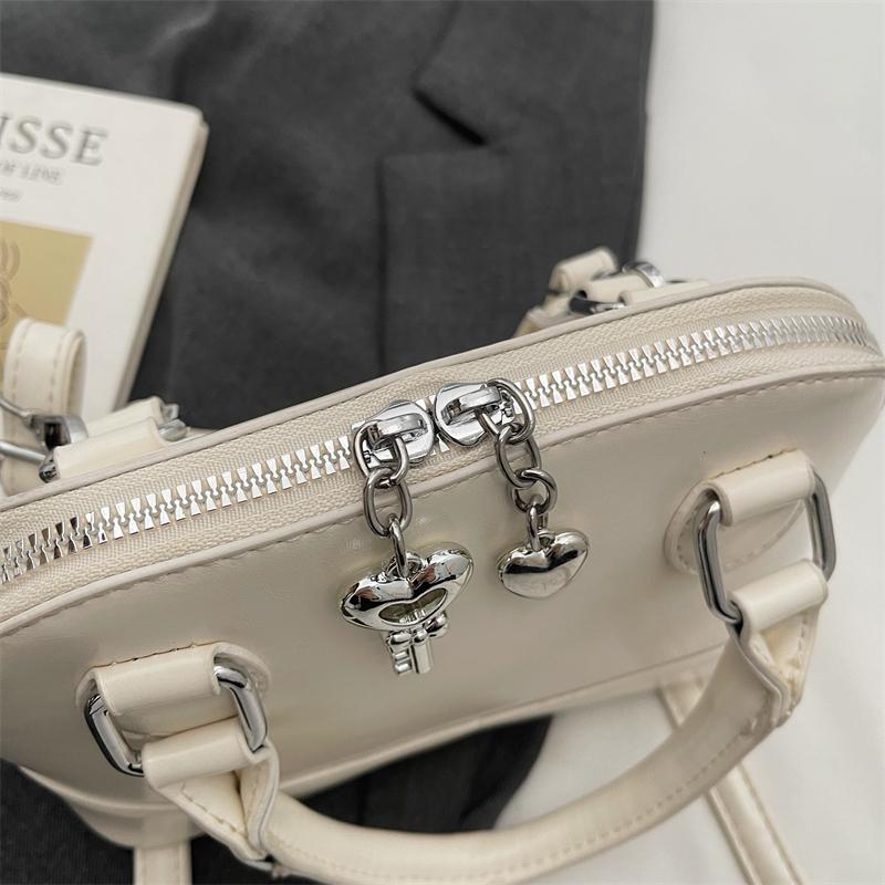 Glossy PU Handbag Women Fashion Mini Shoulder Bag Classic Oval Shape Crossbody Tote Bag