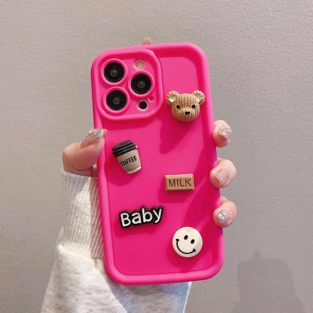 Gaozhu Suitable for Apple 16PRO Coffee Bear Jewelry Mobile Phone Case IPhone 11/12 Full-inclusive Anti-fall Protection Case