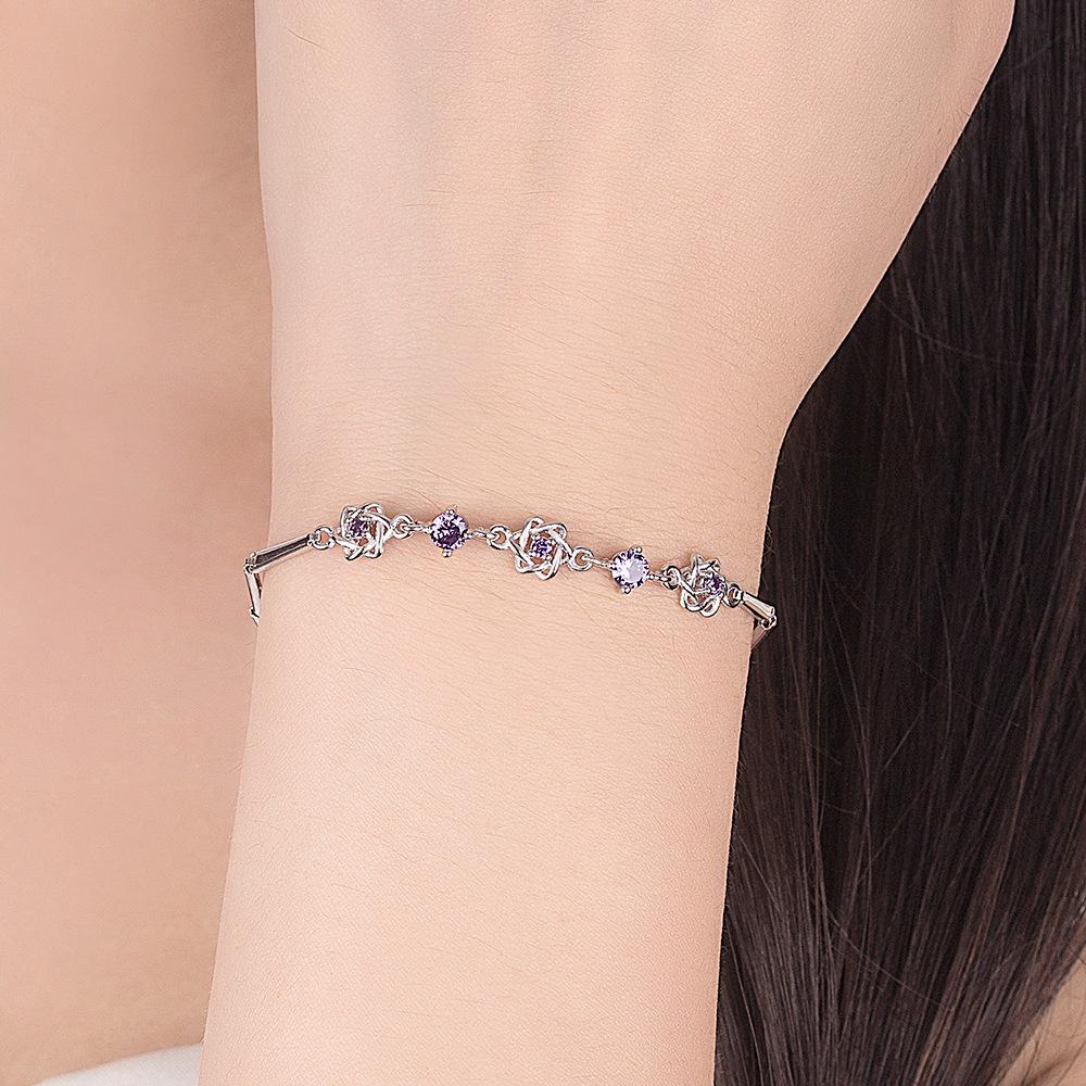 Sterling Silver Bracelet, Japanese And Korean Style, Elegant Women's Accessory, Six-Pointed Star Bracelet, Jewelry Gift