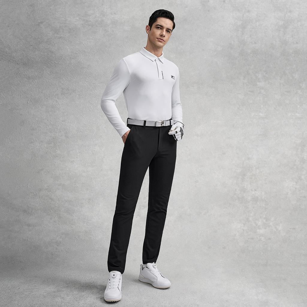 FILA Golf Series Simple Classic Fashion Sports Comfortable Long Sleeve Polo Shirt Men tops Jade-White A11M615206FWT