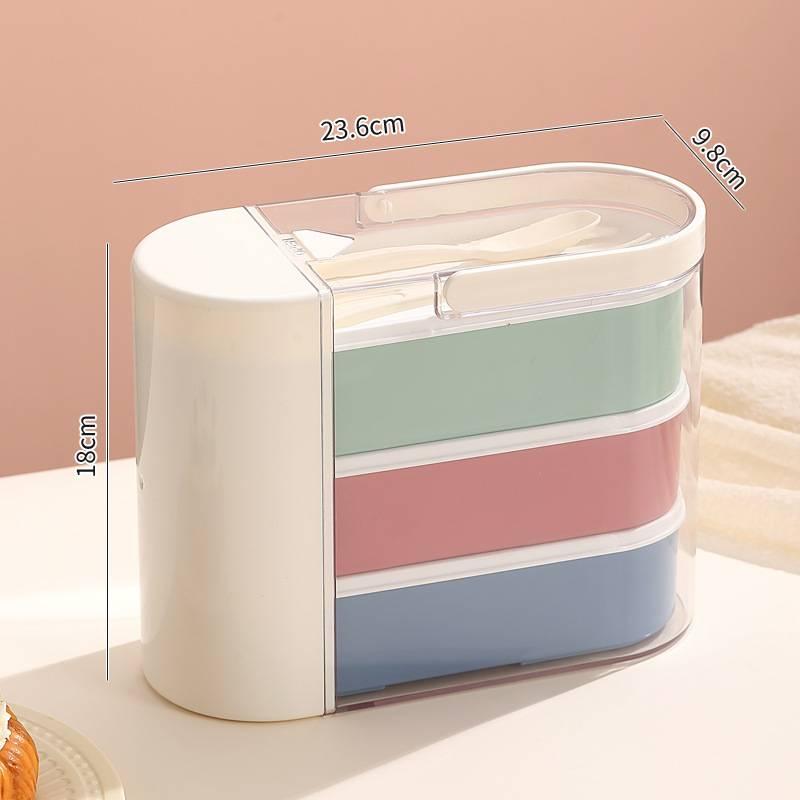 

Portable Bento Box Transparent Food Container Outdoor Lunch Box Large Capacity Three Layers For Office Workers And Students three color