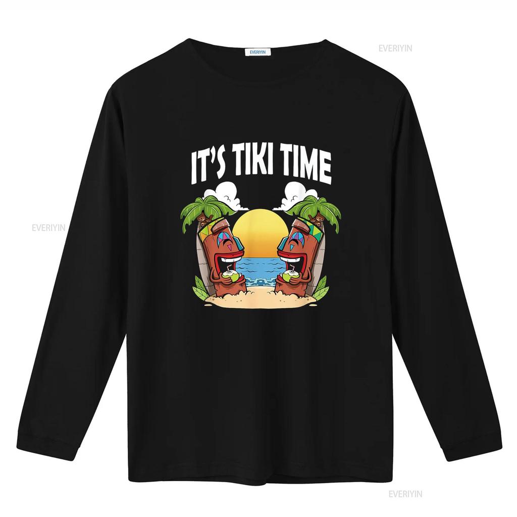 Tiki T Shirt Men Head It s Time Hawaiian Luau Women vintage Washed Unisex Breathable Stretched Slightly graphic Casual