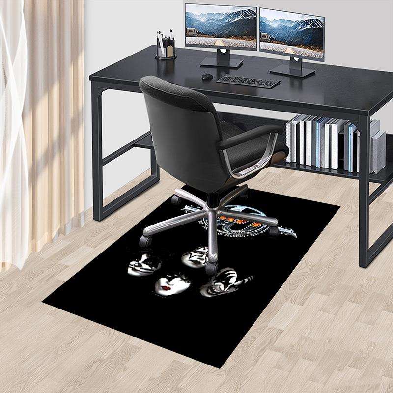 1pc KISS band Home Office, Durable Polyester Floor Mat with Easy, Office Decor, Urban Style, Nonslip Backing, Highquality Fabric