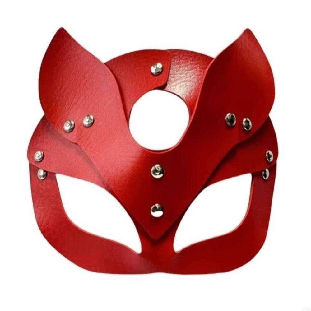 Zinc Zinc Alloy Halloween Mask Solid Color Half Face Mask Cool PU Leather Mask Women