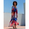 Women's Fashion Summer Spring Feather Print 3/4 Sleeves V-Neck Loose Waistline Casual Dresses