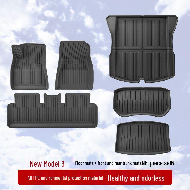 Tesla Model Y/3 Facelift Left-Hand Drive HK TPE Odorless Floor & Trunk Mats