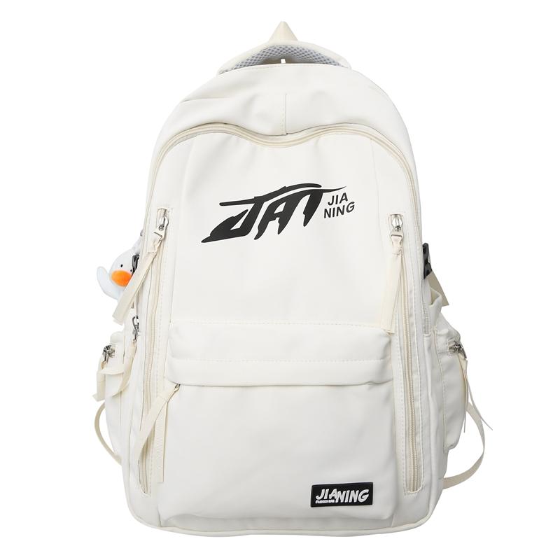 

Школьный рюкзак для школьников средней школы с буквенным принтом, мужской рюкзак, женский рюкзак большой емкости белый