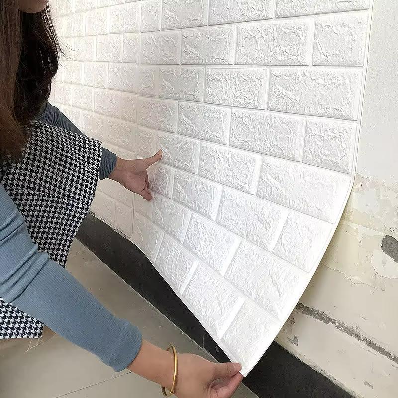 70cmx10m 3D Brick Wall Stickers DIY Self Foam Waterproof Decor Wall Covering Wallpaper For TV Background Kids Living Room