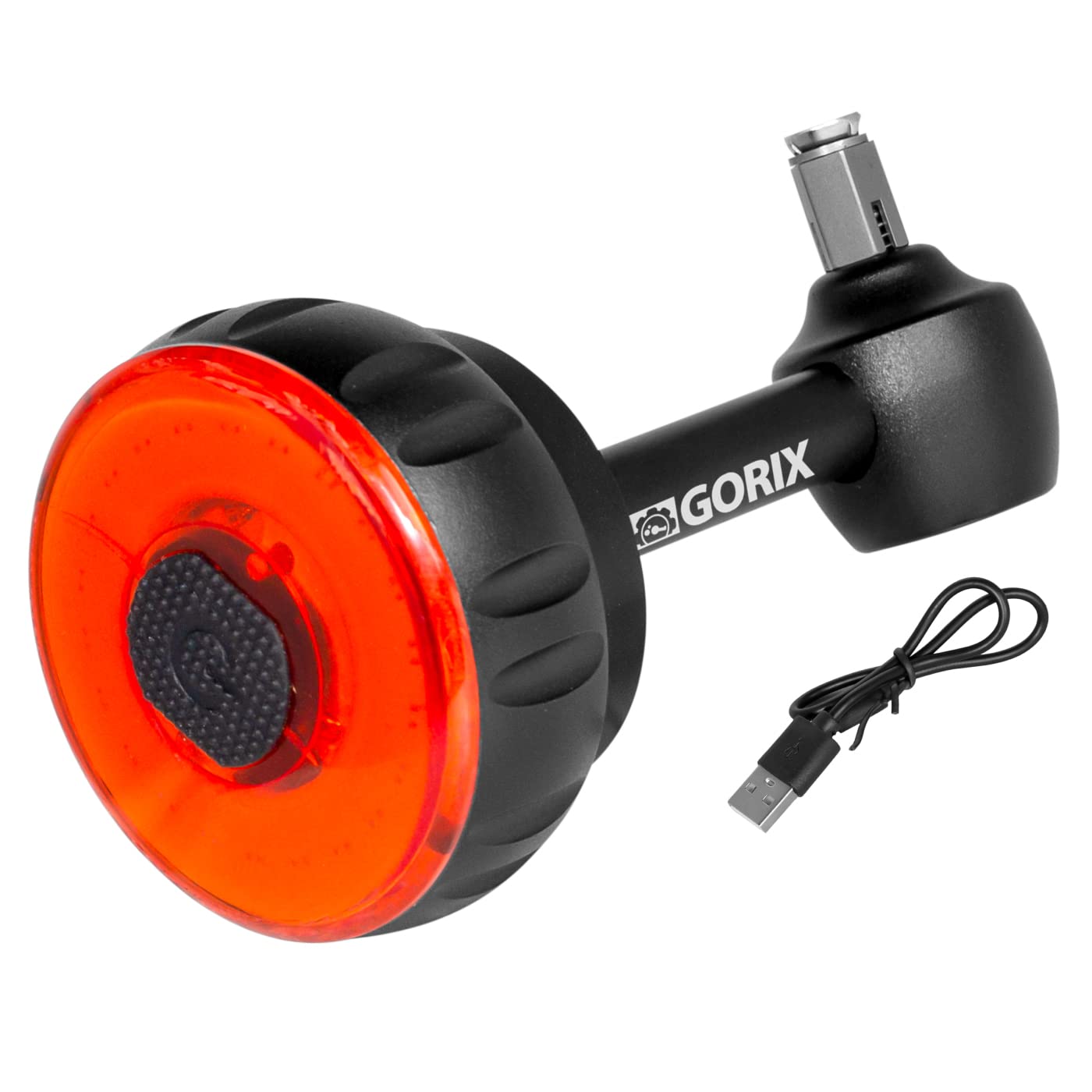 

GORIX Велосипедный задний фонарь, стоп-сигнал, перезаряжаемый через USB, функция датчика торможения, водонепроницаемый, быстросъемный, на сквозной оси, быстрая установка, яркий COB LED