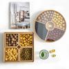 Wooden Bamboo Partition Tray With Cover Nuts Dried Fruit Candy Holder Party Indoor Outdoor Appetizer Food Serving Plate Supply