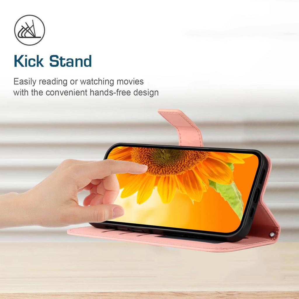 For Oppo A5x 5G/4G Case Sunflower Imprint Leather Wallet Phone Cover with Wrist Strap