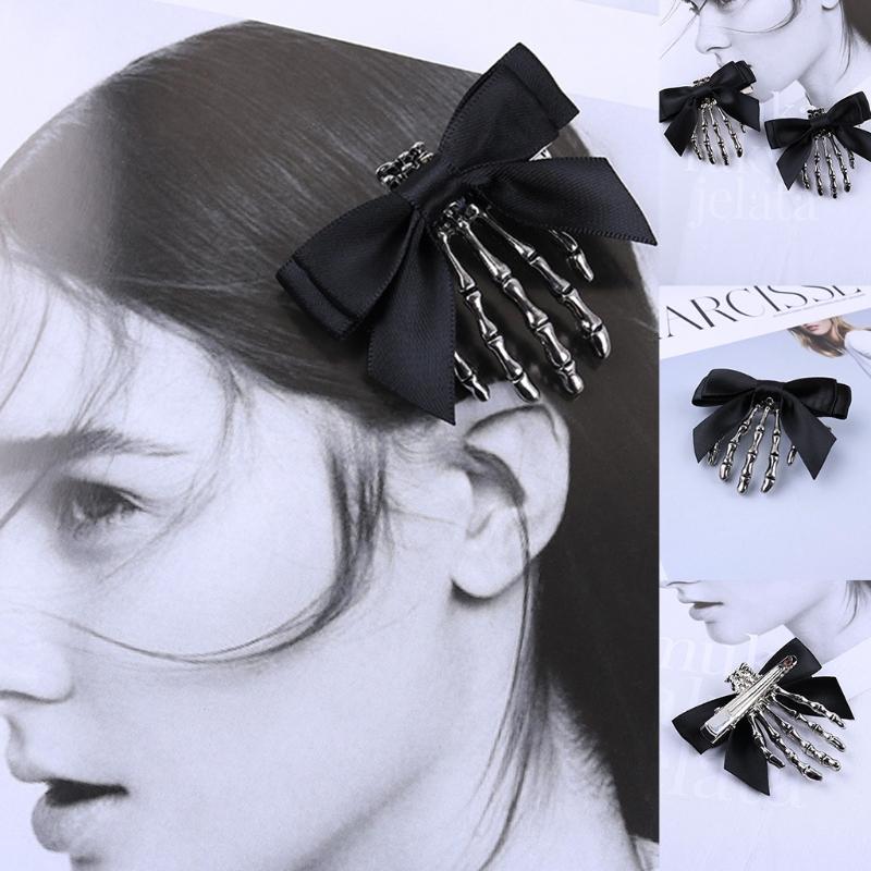 Gothic Duckbill Hair Clip Skeleton Claws Hair Barrette Halloween Trendy Ponytail Decor Non-Slip Cosplay Hair Side Clips