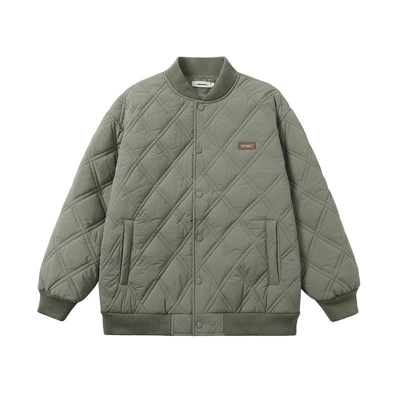 Men s Hong Kong Style Retro Winter Embroidered Diamond Lattice Cotton Jacket - Warm, Versatile, and Thickened for Casual Couples. XXL