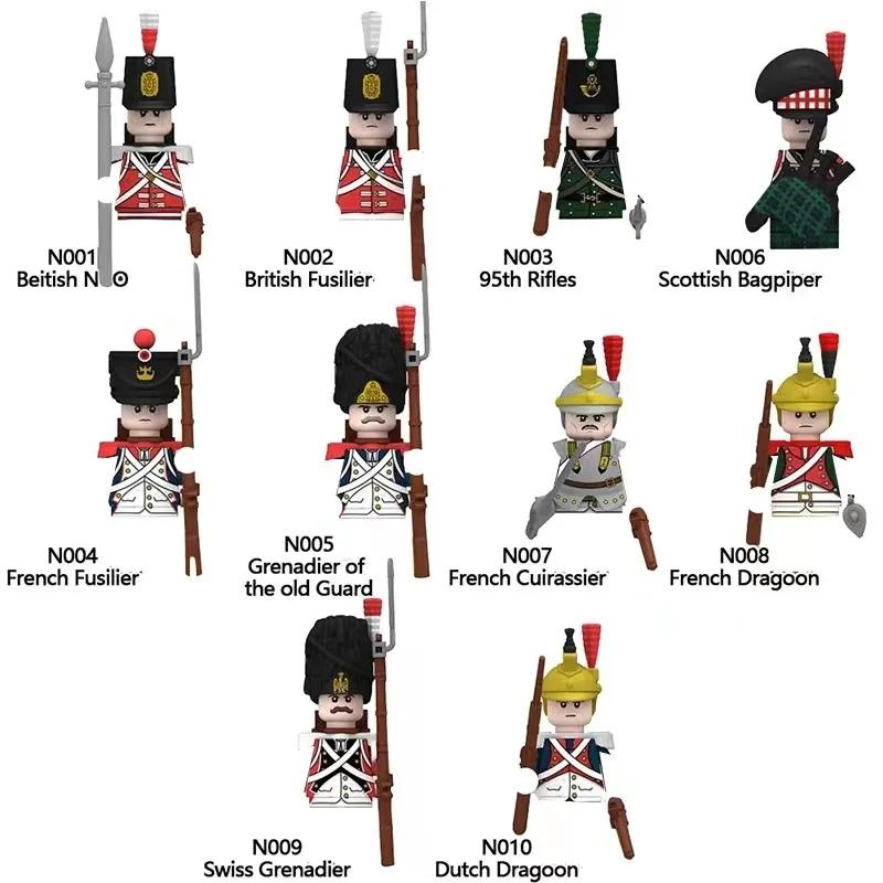 Napoleonic Wars Military Soldiers Building Blocks British France Prussia Cavalry Army Russian Infantry Figures Bricks Kids Toys