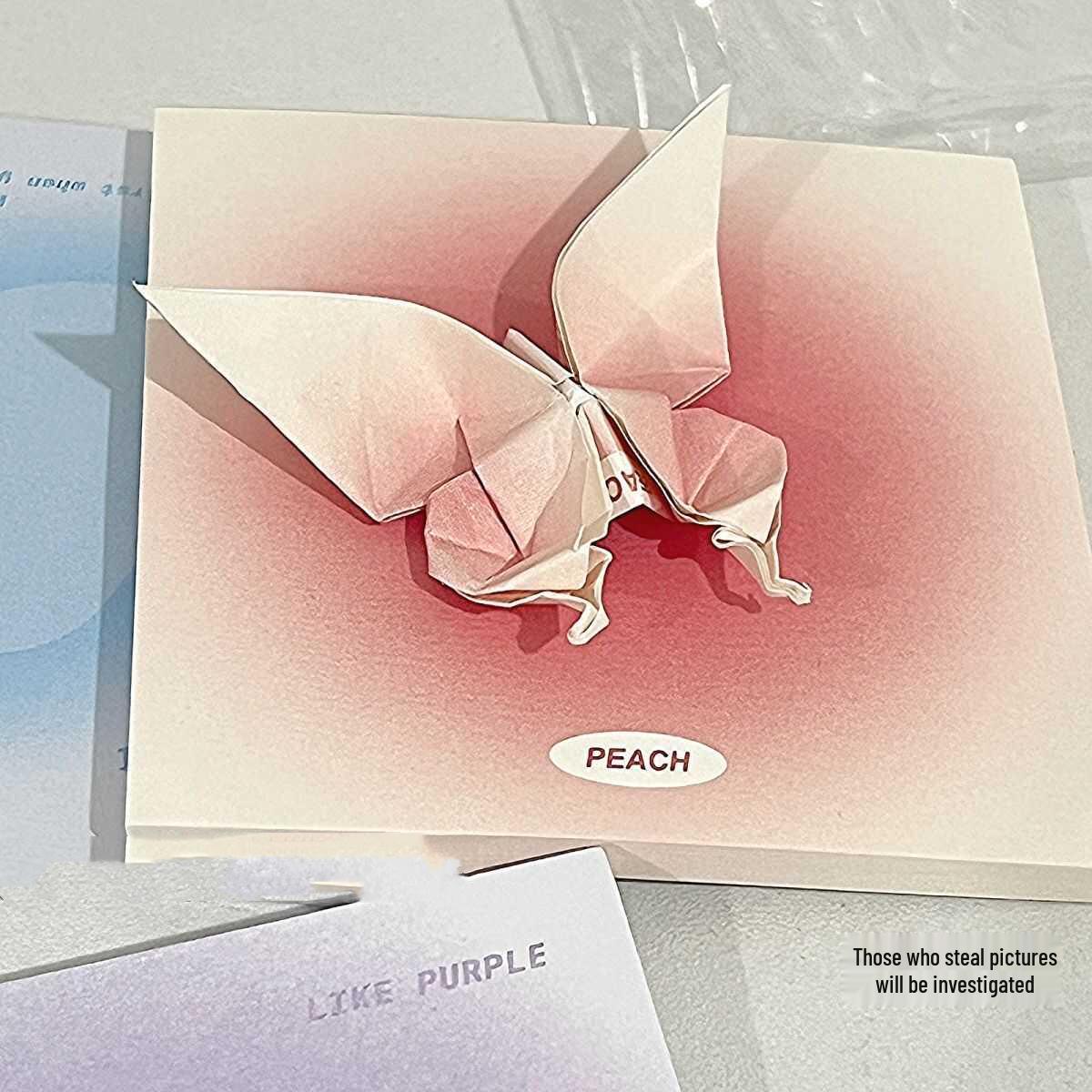 Gradient Butterfly Heart Origami Sticky Notes - Blush Rose