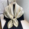 Print Twill Silk 90cm Square Scarf Women Luxury Floral Hair Neckerchief Shawl Wraps Bandanda Hijab Foulard Head Band Echarpe