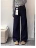 Women's Plus Size High-Waist Dark Blue Pear-Shaped Wide-Leg Jeans