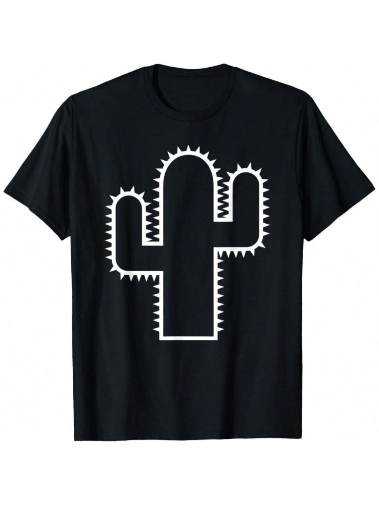 Cute and fashionable cactus print pattern Tshirt for summer casual and fashionable round neck short sleeved Womens Tshirt S
