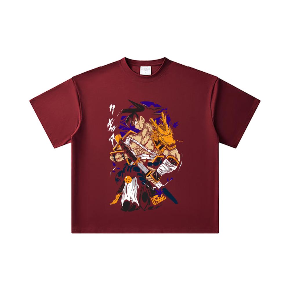 260 GSM Double Yarn 32 Count 100% Cotton Dragon Ball V68 Goku Samurai Print Unisex Heavy Cotton T Shirt