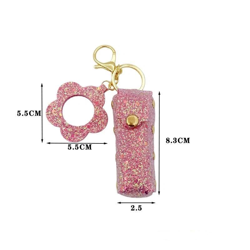 Portable Lipstick Bag Pouch Lip Balm Bag Keychain Holder Creative Lipsticks Protective Cover With Mirror