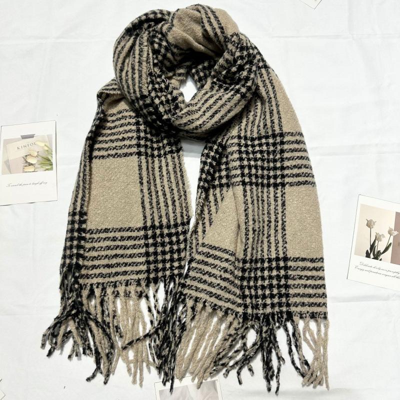 

High end Imitation Cashmere Classic Plaid Scarf Autumn and Winter Japanese and Korean All Match Fashion New Shawl Thickened Warm Scarf