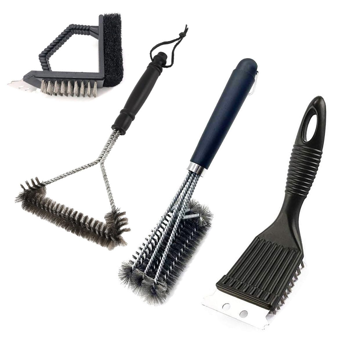 

SALUDABLE 4-Piece Barbecue Brush Set for Grills, Grilling, and Camping