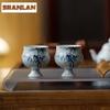 2pc/lot Hand-painted Blue Bamboo Teacup Vintage Tea Bowl Cup For Tea Tea-tasting Smelling Cup Chazhan Master Cups Teaset 65ml
