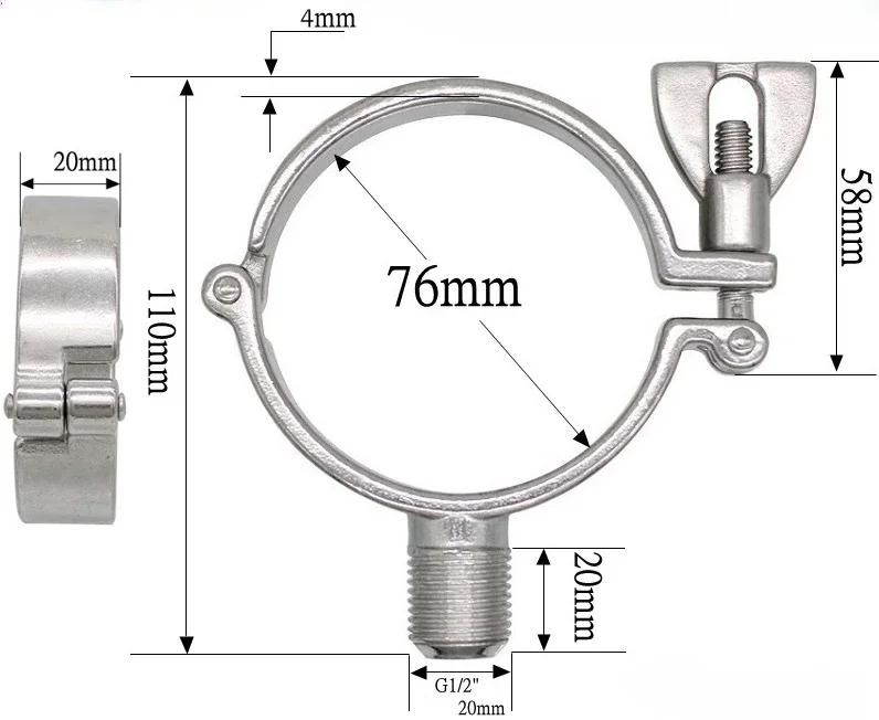 1/2" BSP Male X Fit 1/2" 3/4" 1" -12" Inch 12.7-305mm Tube OD 304 Stainless Steel Pipe Support Clamp Hanger Bracket Sanitary