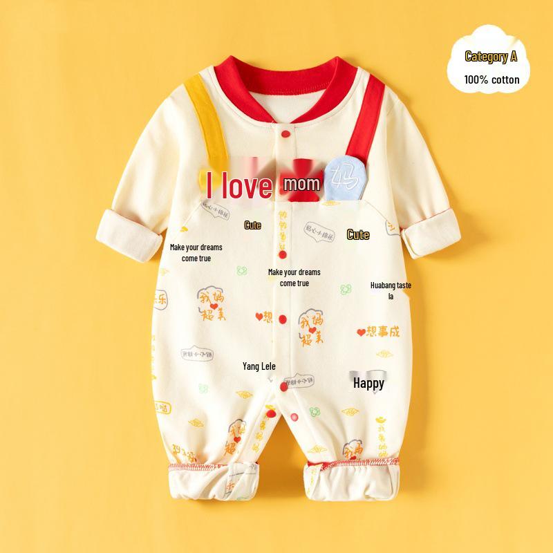 Exklusiver Langarm-Baby-Strampler – Reiner Baumwoll-Krabbelanzug für Frühling und Herbst