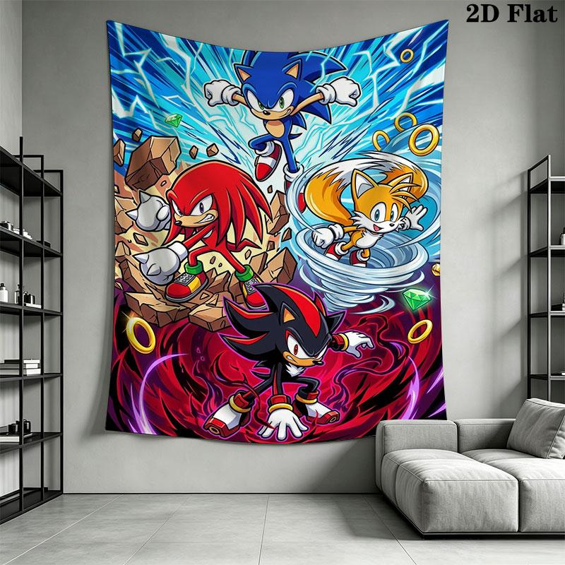 Hedgehog Sonic Boost Wall Hanging Printed Fabric Blanket Decorative Tapestries for Bedroom Living Room Home Decor