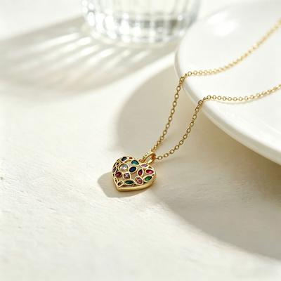 1 Exquisite Multi-style Gold Necklace, Colorful Pendant Chain, Suitable for Daily Wear, Office and Leisure