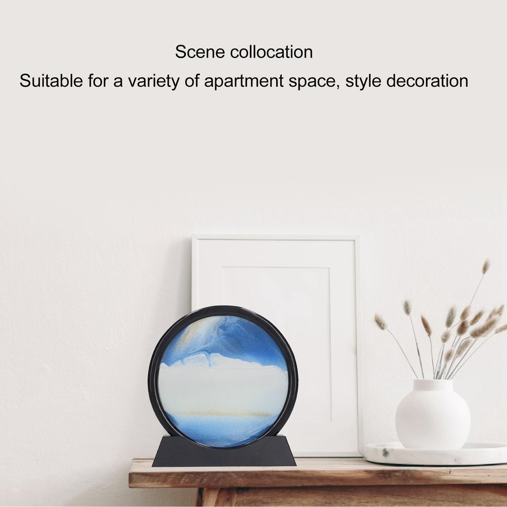 7 Zoll bewegtes Sandbild Entspannende Dekoration 3D Treibsandbild Dekoration für Zuhause Schreibtisch Büro Blau