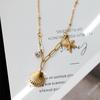 Luxury Gold Shell Starfish Rhinestone Necklace Women Collarbone Chain Short Style Jewelry