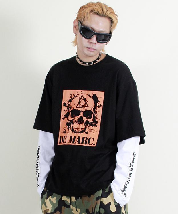 Deumakeu Skull Graphic Double Sleeve Long Sleeve T-Shirt Black