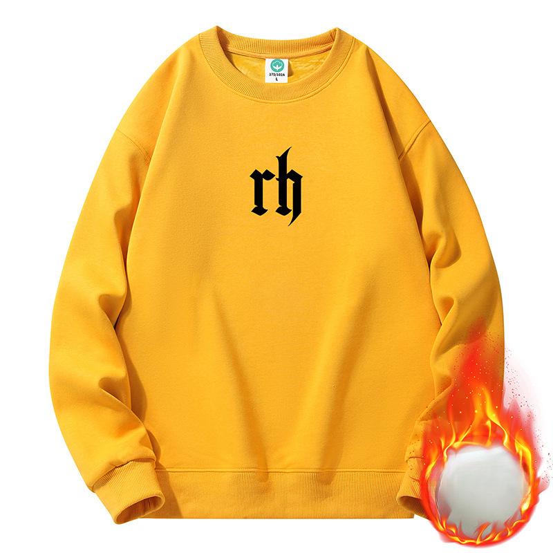 

Свитер с круглым вырезом, мужской, студенческий, флисовый, утолщенный, свободный, базовая рубашка, парный, повседневный, универсальный топ 5XL жёлтый